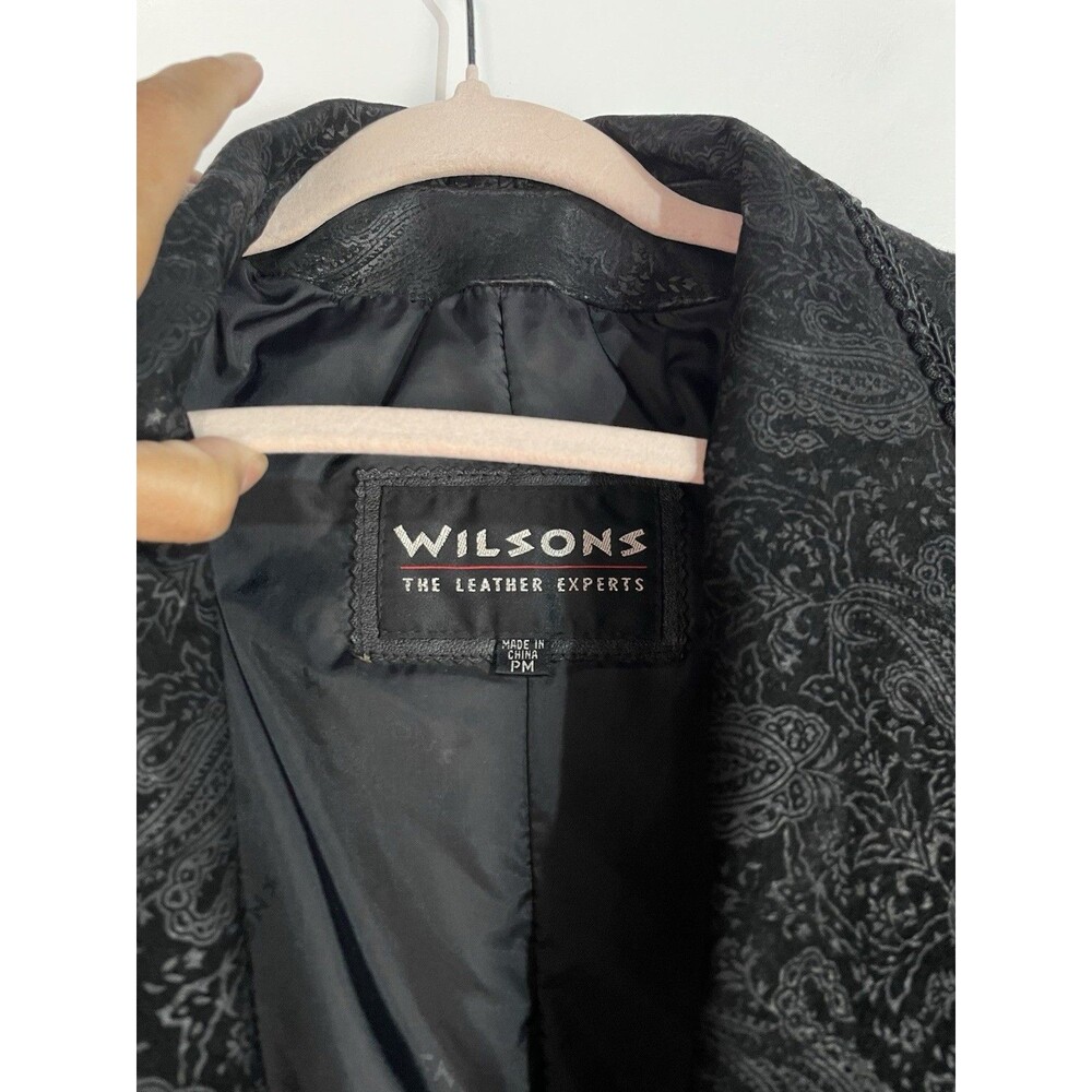 Vtg‎ Wilsons Leather Trench Coat Women MP Suede Paisley Moto Double Breast 80s - Picture 6 of 16